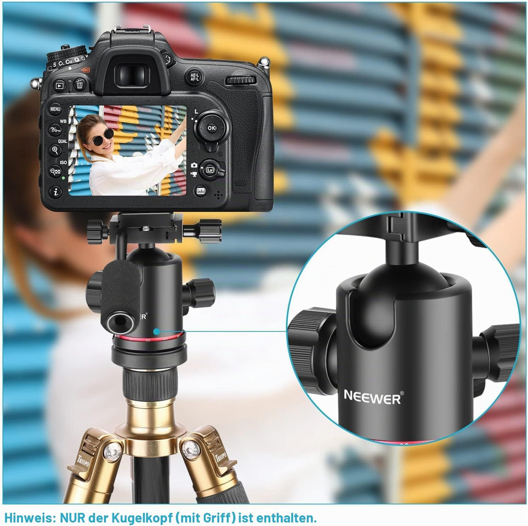 NEEWER Hochleistungs Kamera Stativkopf, Kugelkopf mit Griff und 1/4Zoll Arca Typ QR Platte, 360° Pan