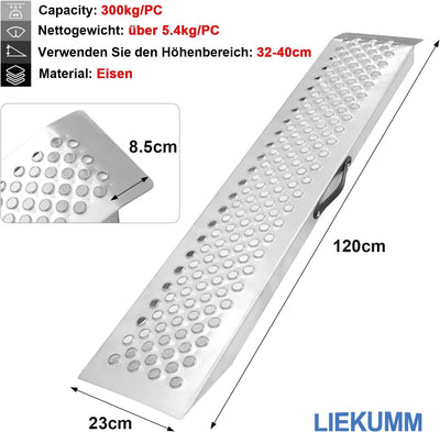 LIEKUMM 120cm lang Auffahrschiene Laderampe, Laderampe mit Stanze, 300kg/PC Kapazität für Motorrad,