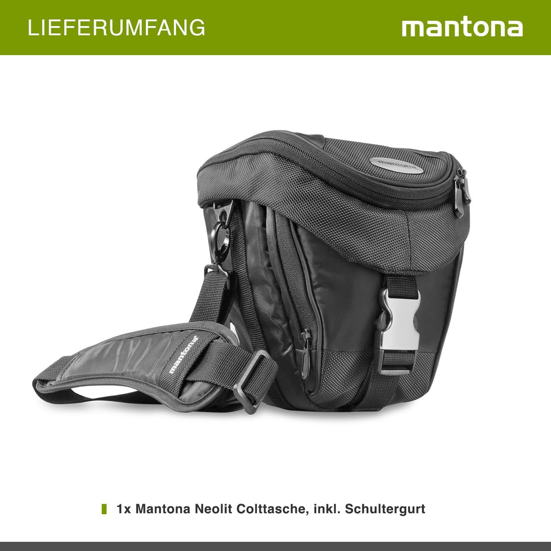 Mantona Colt Kameratasche - Universaltasche inkl. Schnellzugriff, Staubschutz, Tragegurt und Zubehör