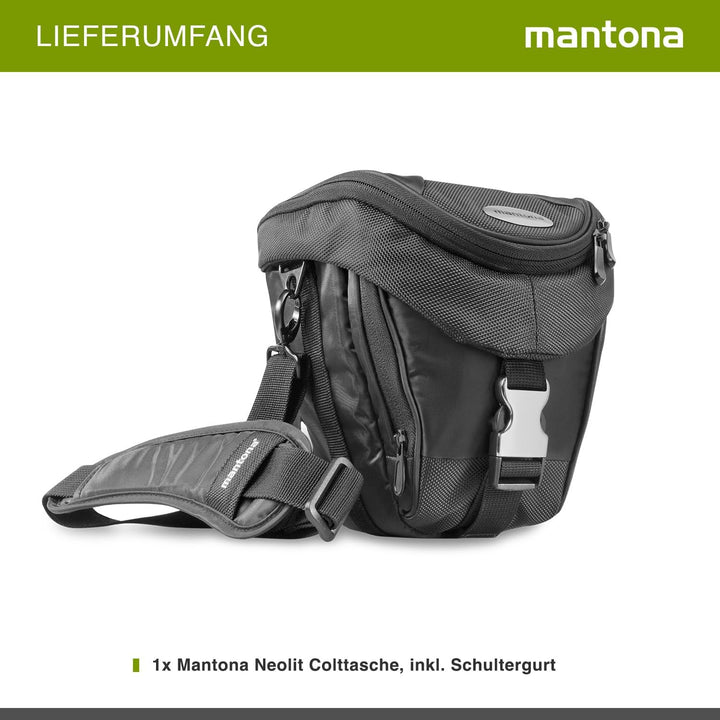 Mantona Colt Kameratasche - Universaltasche inkl. Schnellzugriff, Staubschutz, Tragegurt und Zubehör