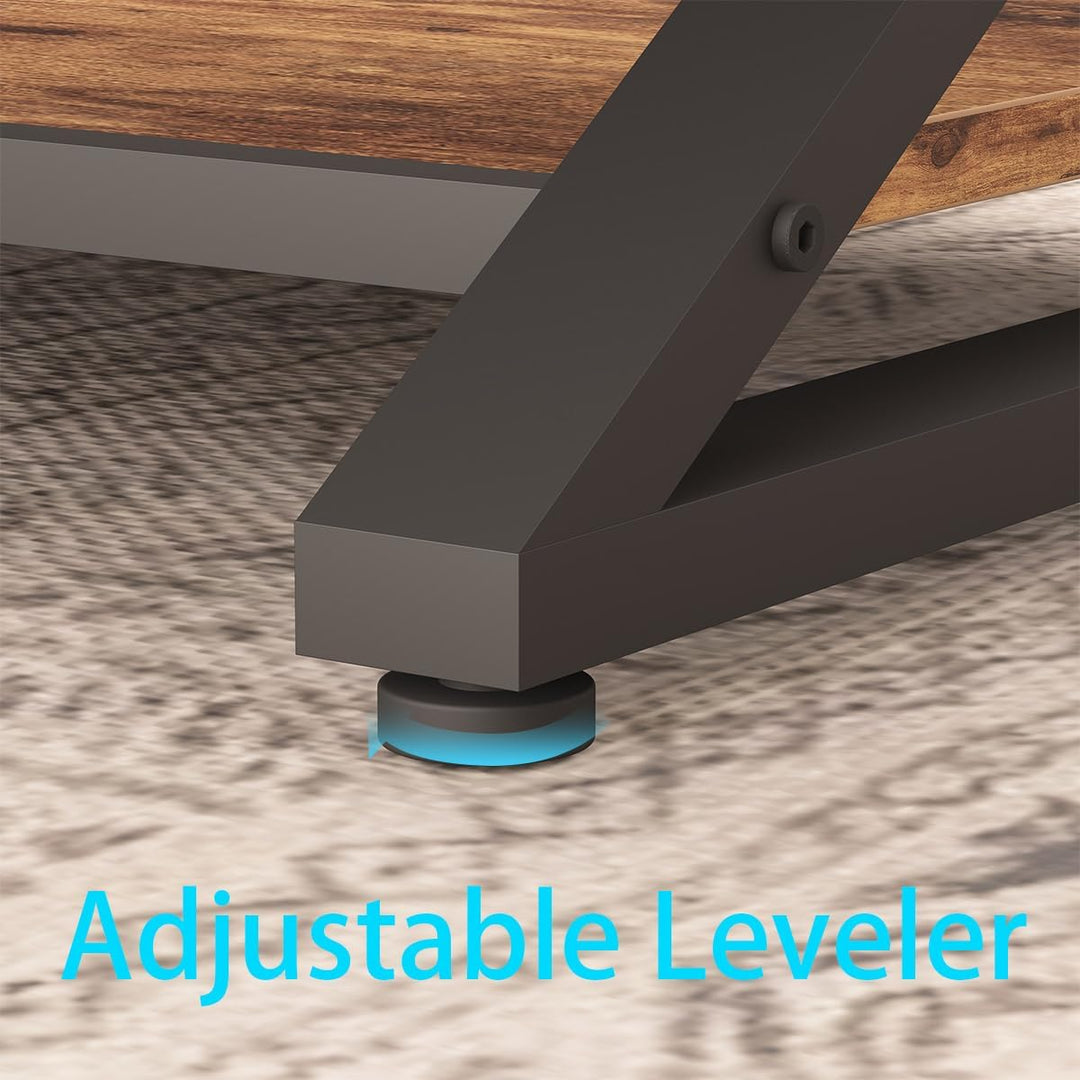 HSH Braun Couchtisch mit Ablage, industrieller Metall-Holz-Wohnzimmertisch, Bauernhaus, minimalistis