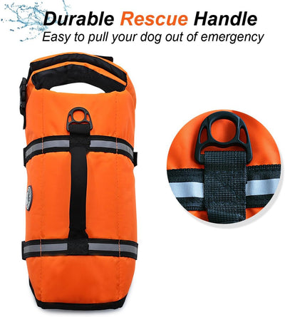 VIVAGLORY Ripstop Hunde Rettungsweste für Kleine Mittel Grosse Hunde Bootfahren, Hund Schwimmweste m