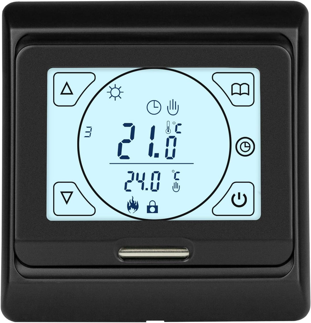 E91 Digital-Thermostat Raumregler mit Touch-Display und EXT. Sensor 10kOhm, für Fussbodenheizung ele