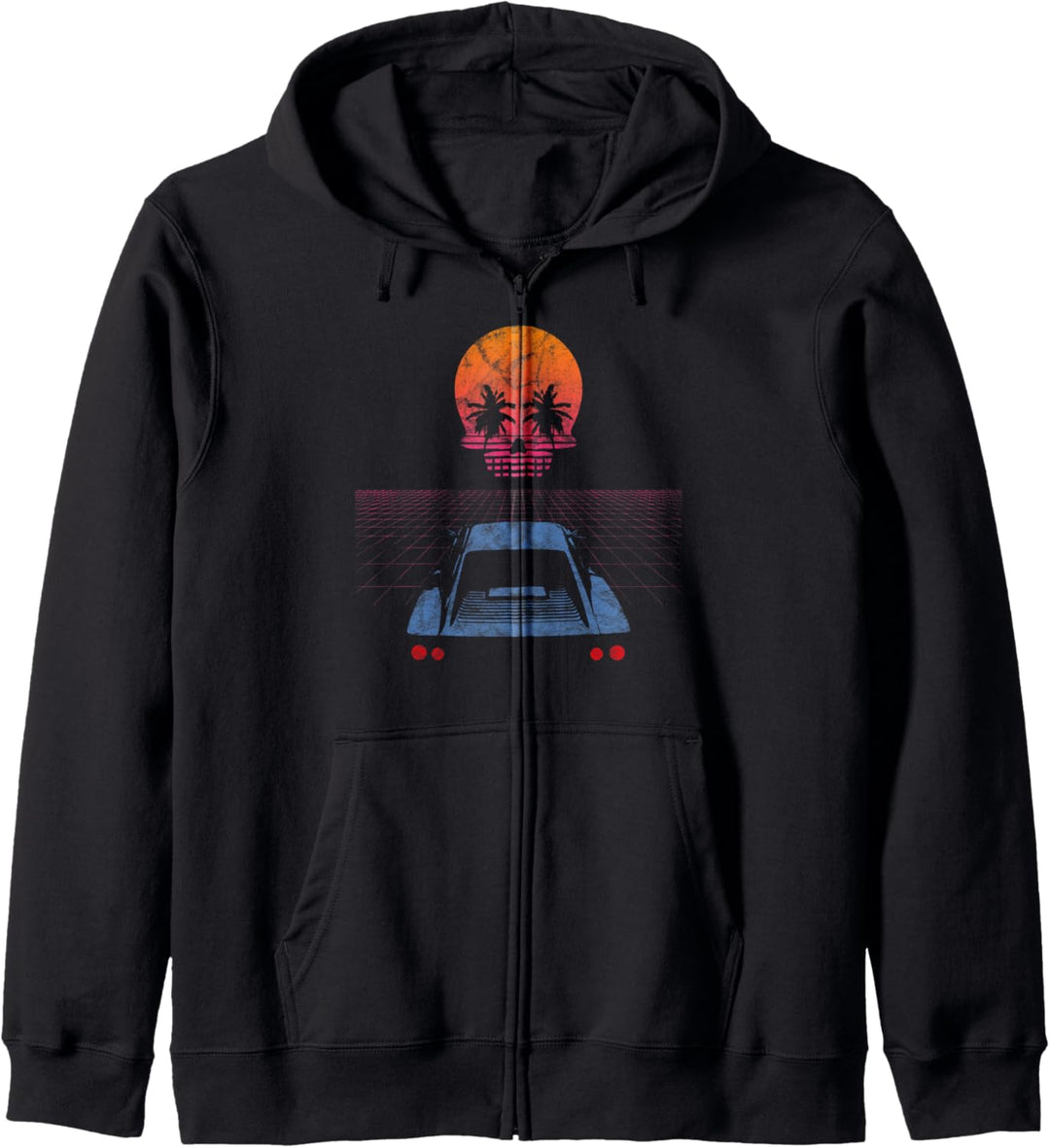 Synthwave Retrowave Aesthetic Vintage Drive Sunset 80s Skull Kapuzenjacke