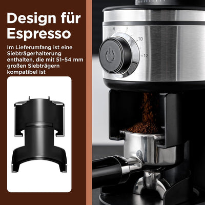 Ollygrin Kaffeemühle Elektrisch 30 Mahlstufen Kaffeemühle Siebträger Elektrisch Automatische Kaffeem