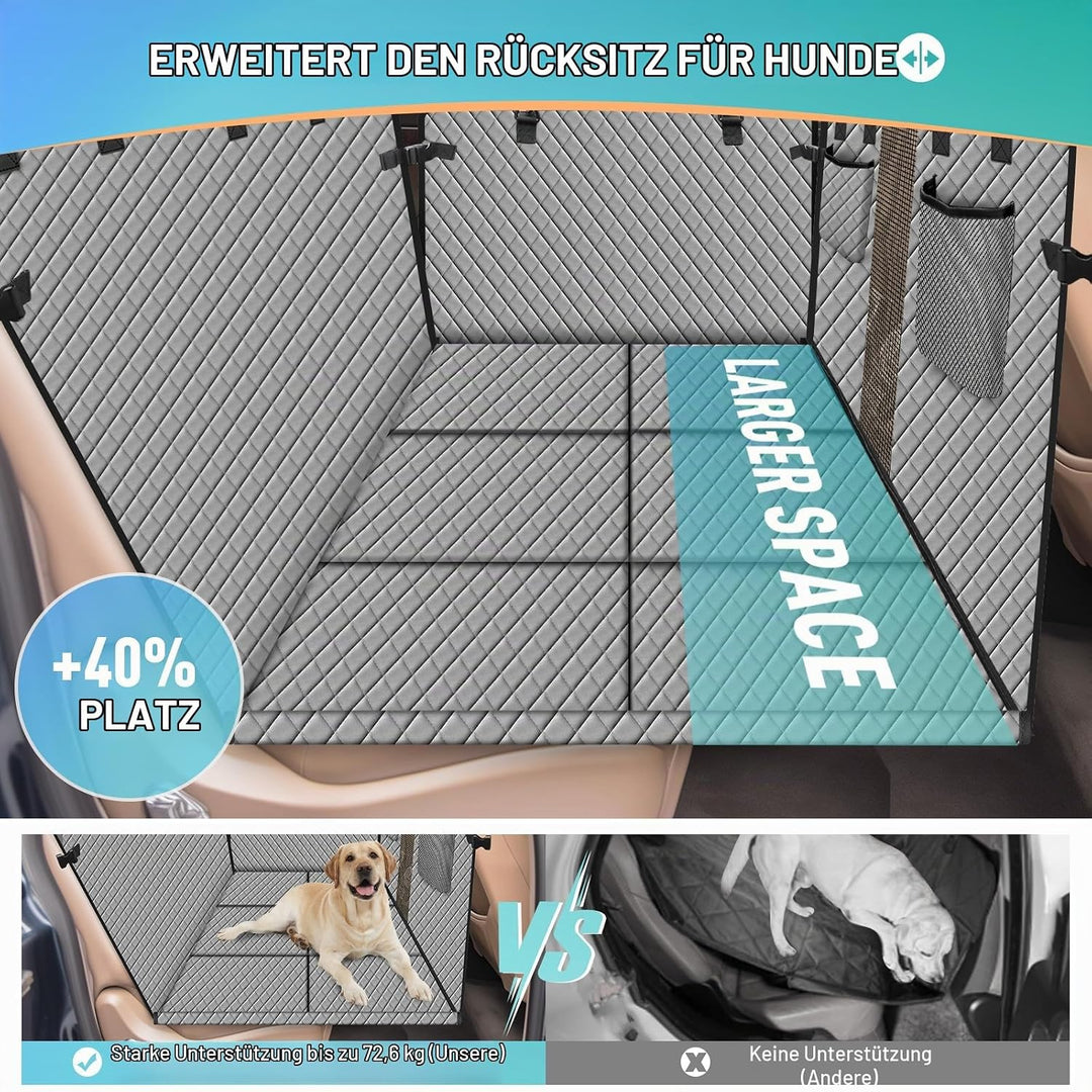 Reiseresa Hundedecke Auto Rückbank, Vielseitiger Auto Hundedecke Rücksitz mit Stabiler Hartholzbrett