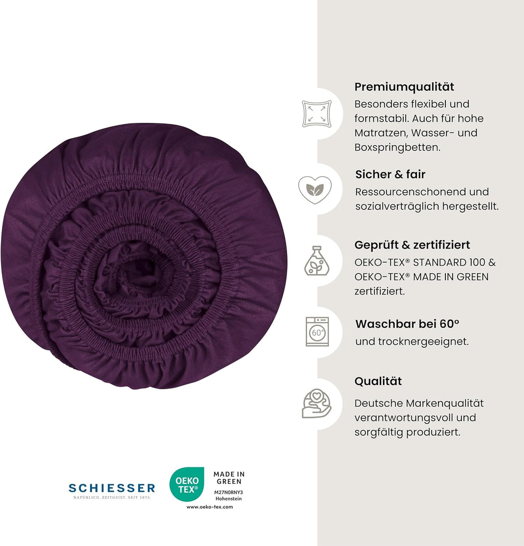Schiesser Premium Spannbettlaken Flexi | 95|5 Wohlfühlformel | aus nachhaltiger Produktion | für Mat