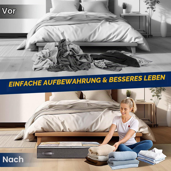 3 Stück 60L Unterbettkommode, Unterbett Aufbewahrung, Faltbare Bettkasten Aufbewahrung, Grosse Aufbe