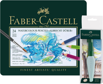 Faber-Castell 117590 Aquarellstifte Albrecht Durer 24 Metallkoffer Kunst und Grafik Wassertankpinsel