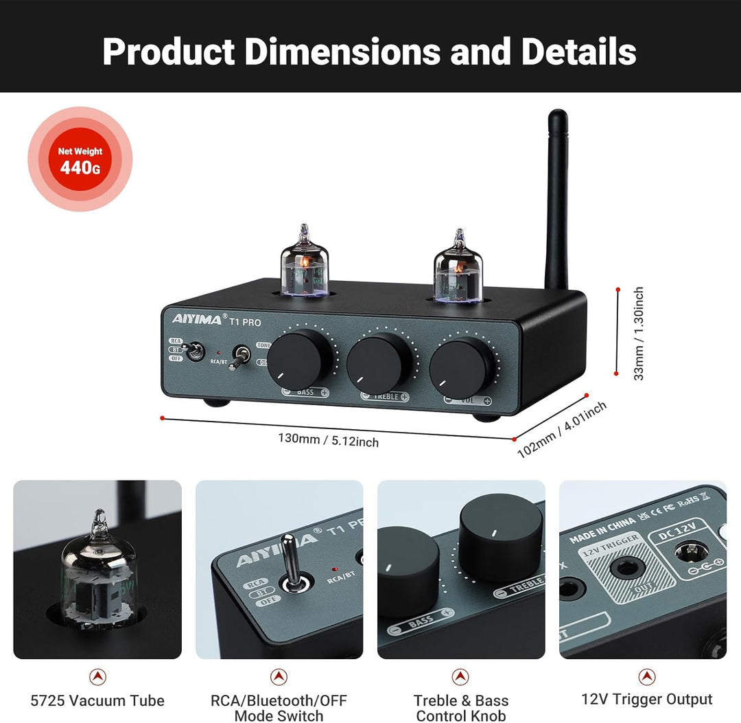 AIYIMA T1PRO Röhrenvorverstärker Verstärker Heim-Audio-Vorverstärker Mini-Vakuum-Vorverstärker-Empfä