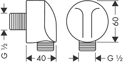 hansgrohe Wandanschluss FixFit E, Schlauchanschluss, ohne Rückflussverhinderer, Anschlusswinkel aus