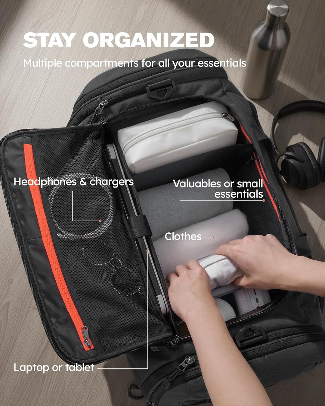 Tolaccea Sporttasche 56–70L für Herren & Damen– Erweiterbare Reisetasche mit Schuhfach & Nassfach, a