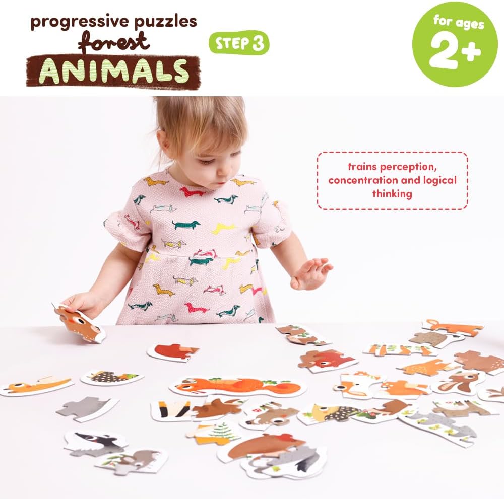 Banana Panda Progressive Puzzles Forest Animals für Kinder ab 2 Jahren - 33 Teile - Tiere - Kinderpu