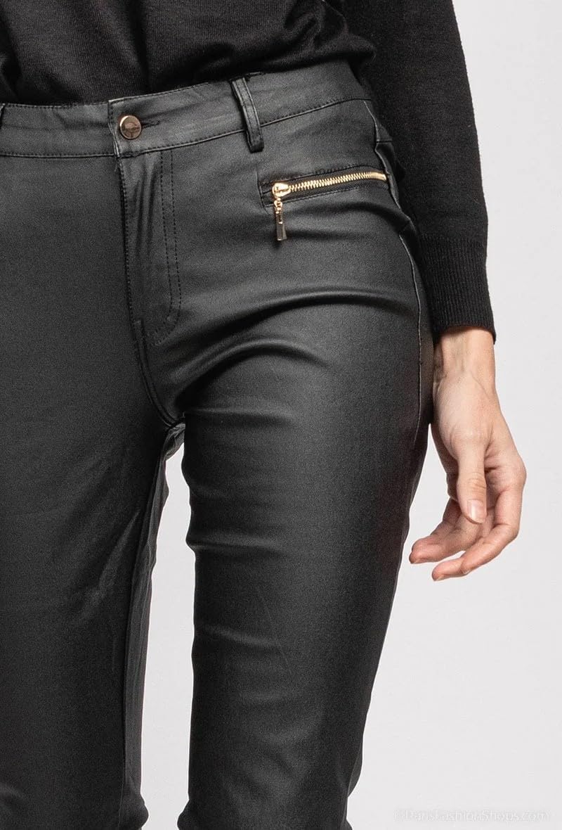 Lusty Chic Damen Kunstlederhose Leder Look Hosen Biker Stretch Skinny Jeans XL Schwarz 3, XL Schwarz