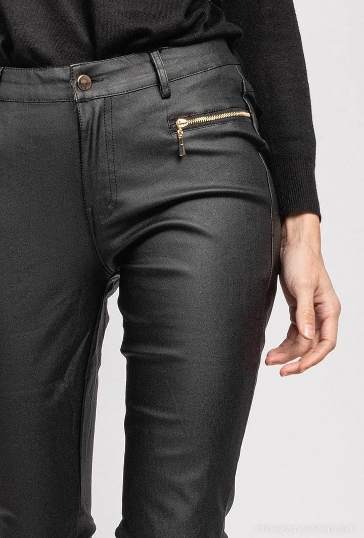 Lusty Chic Damen Kunstlederhose Leder Look Hosen Biker Stretch Skinny Jeans XL Schwarz 3, XL Schwarz