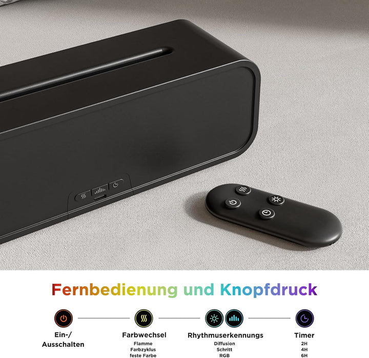Aroma Diffuser für Ätherische Öle - Rhythmus Erkennung Aromatherapie Diffusor mit RGB Flamme Variati