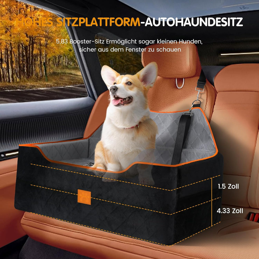 Hunde-Autositz für Hunde unter 25 kg oder 2 kleine Hunde, Sicherheits-Memory-Schaum-Autositz mit 2 K