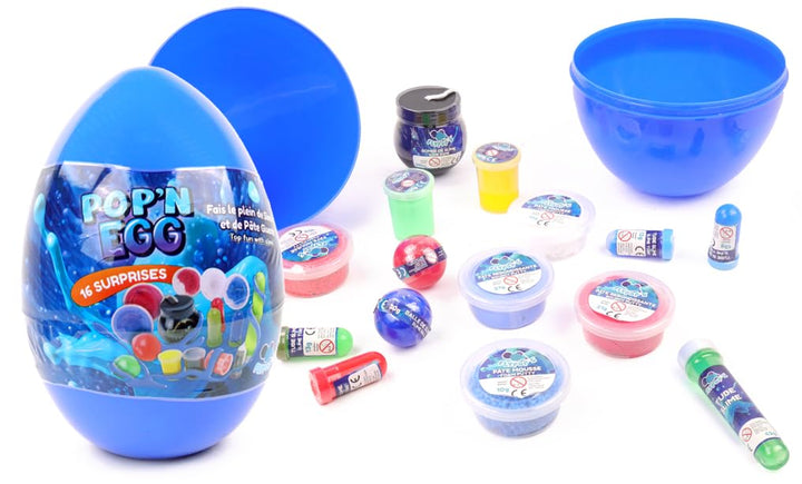 FLYPOP'S - Gefülltes Ei - Schleim - 035630 - Blau - Kunststoff - Überraschung - Kinderspielzeug - Ge
