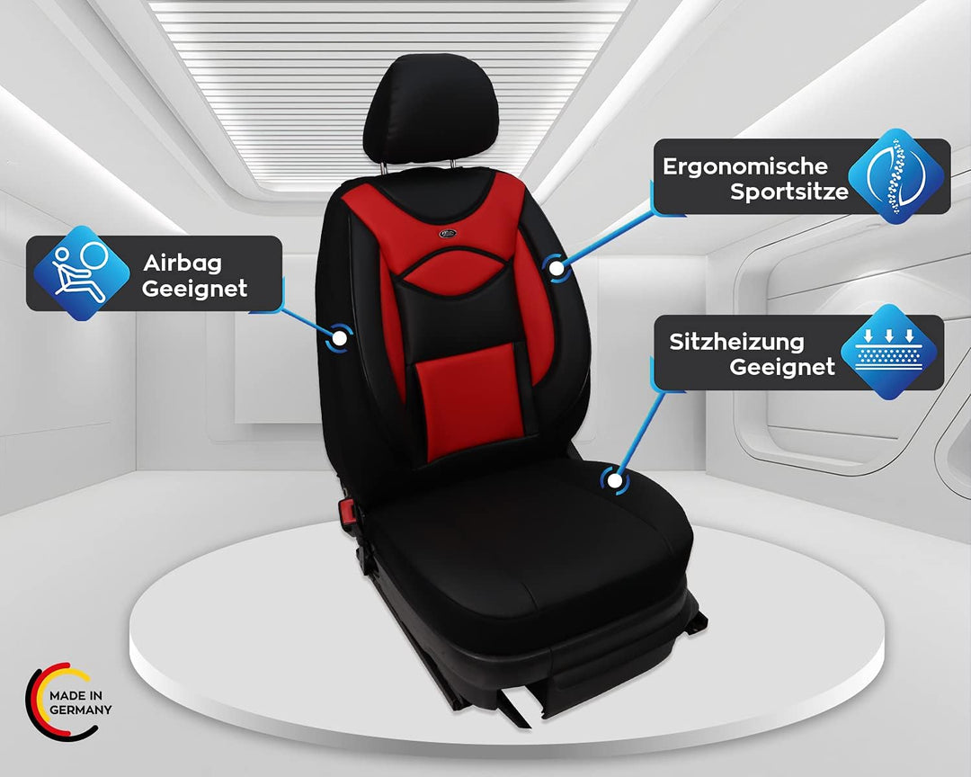 BREMER SITZBEZÜGE Mass Kunstleder Schonbezüge für Subaru Forester SJ D102 D102 - Schwarz/Rot, D102 -