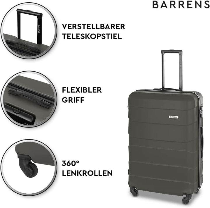 BARRENS Grosser Koffer | Aufgabegepäck | 77x52x29 cm | 90 L | 4x360 Grad Rollen | Flexibler Griff |