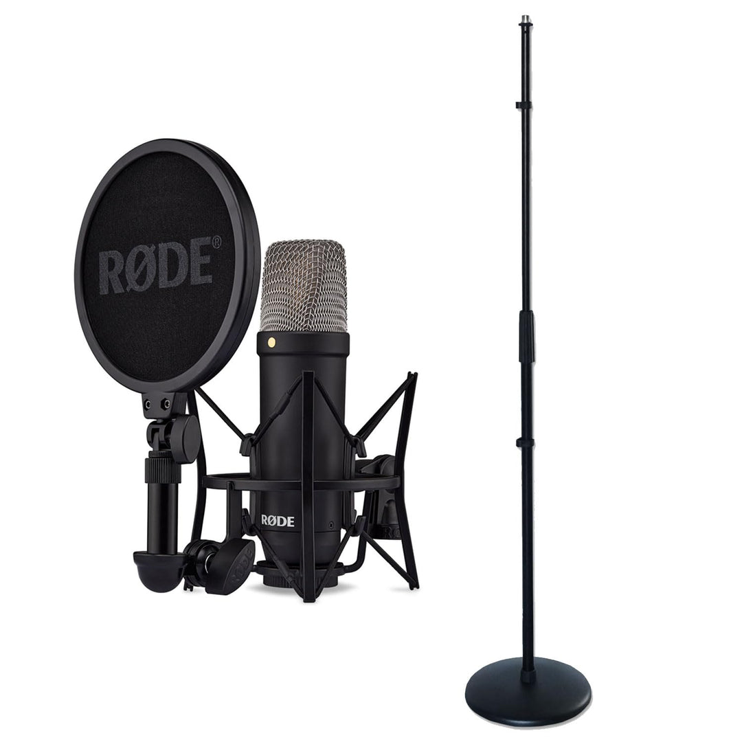Rode NT1 Signature Black Studio-Mikrofon mit keepdrum geradem Mikrofonständer