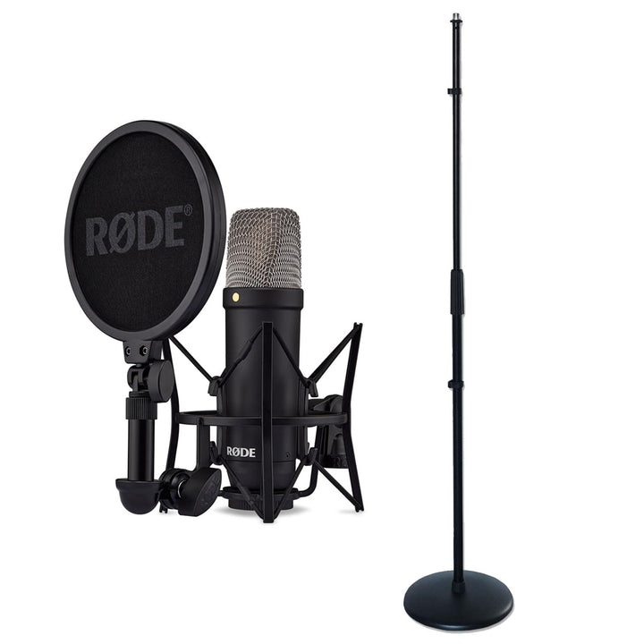 Rode NT1 Signature Black Studio-Mikrofon mit keepdrum geradem Mikrofonständer