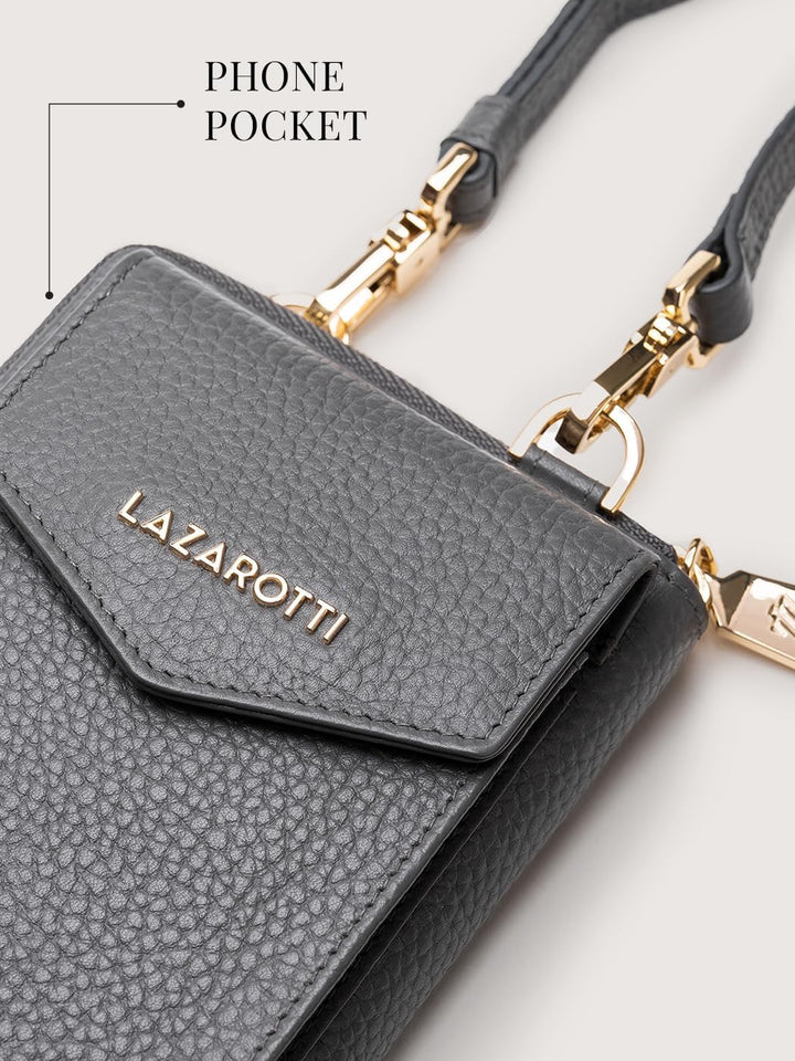 Lazarotti Bologna XL Leder Damen-Geldbörse & Handytasche (2-in-1) | 16 Kartenfächer | zum Umhängen m