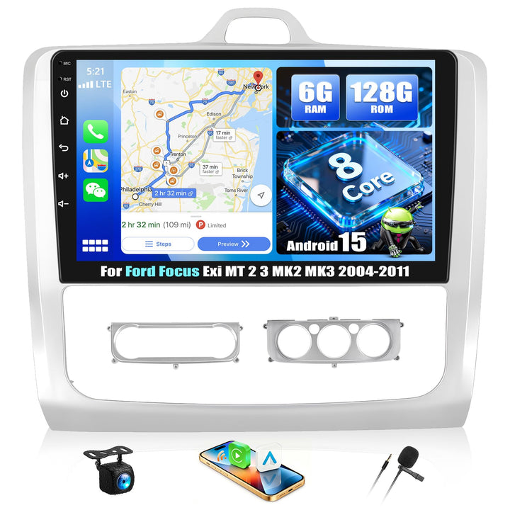 6+128G 8Kern Android 15 Autoradio für Ford Focus Klassiker 2004–2011 mit Wireless CarPlay Android Au