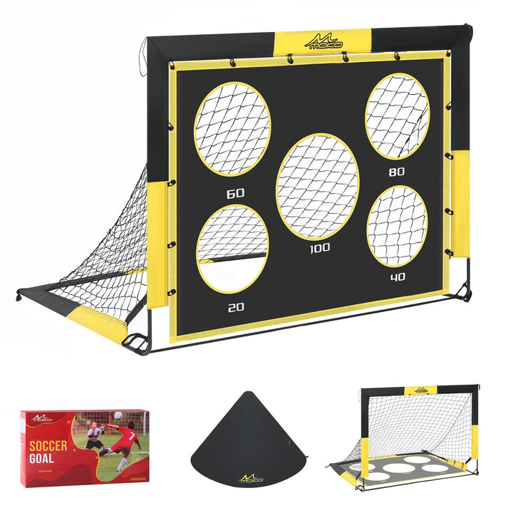MoKo Fussballtore für den Garten, 150×120 cm Grosses Pop-up-Tornetz mit Zieltafel, Tragbare Fussball