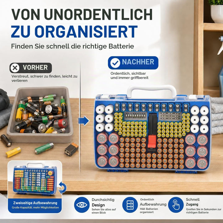 Batterie Aufbewahrungs Organizer mit doppelseitiger Batteriebehälter für 269 Stück AA AAA AAAA 3A 4A