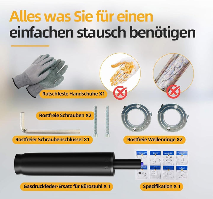Mastery Mart Gasfeder für Bürostuhl, mit 251mm - 346mm Gasdruckfeder für Bürostuhl, Handschuhe, Zyli