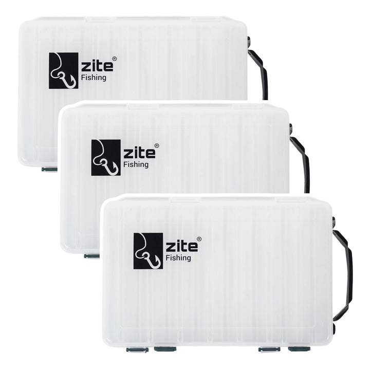 Zite Fishing Angelbox-Set - 3 Stück Tackle-Boxen 27cm 2-Seitig - Kunststoff-Box Köderbox Angel-Köder