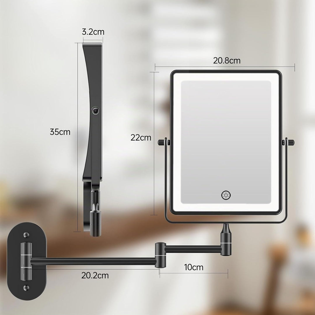 Famihomii 5000mAh Wiederaufladbar Kosmetikspiegel mit LED Beleuchtetung, Schminkspiegel mit 1-/30X V