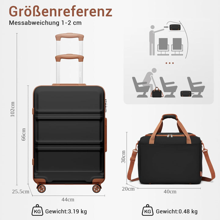 KONO Mittelgross Reisekoffer Rollkoffer Set Gepäcksets 2 Teilig, 65cm Mittelgross Trolley Koffer mit