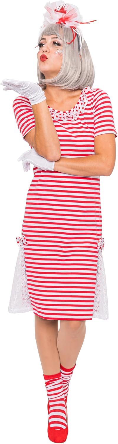 Deiters Ringelkleid mit Spitze rot/weiss XL