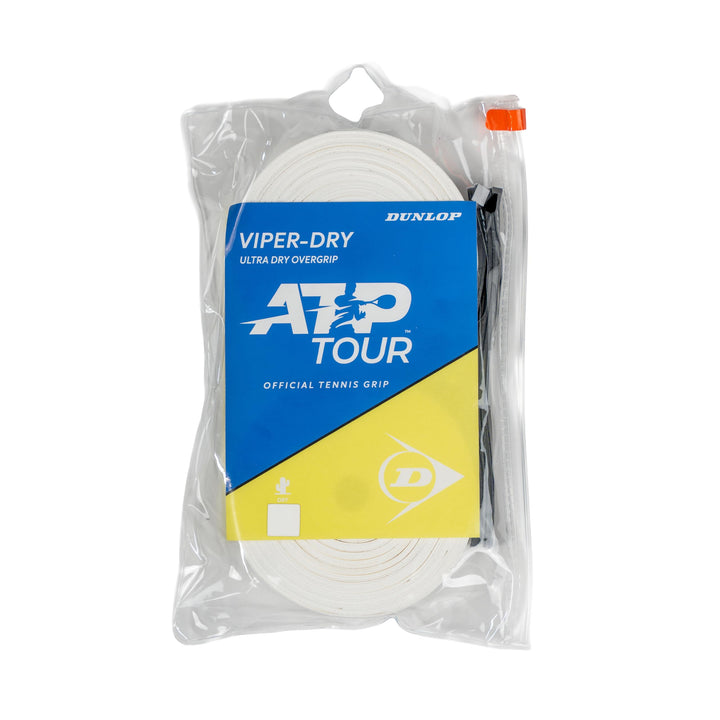 Dunlop Viper Dry Griffband – Offizielles Tennis Overgrip der ATP Tour 30er-Rolle Weiss, 30er-Rolle W