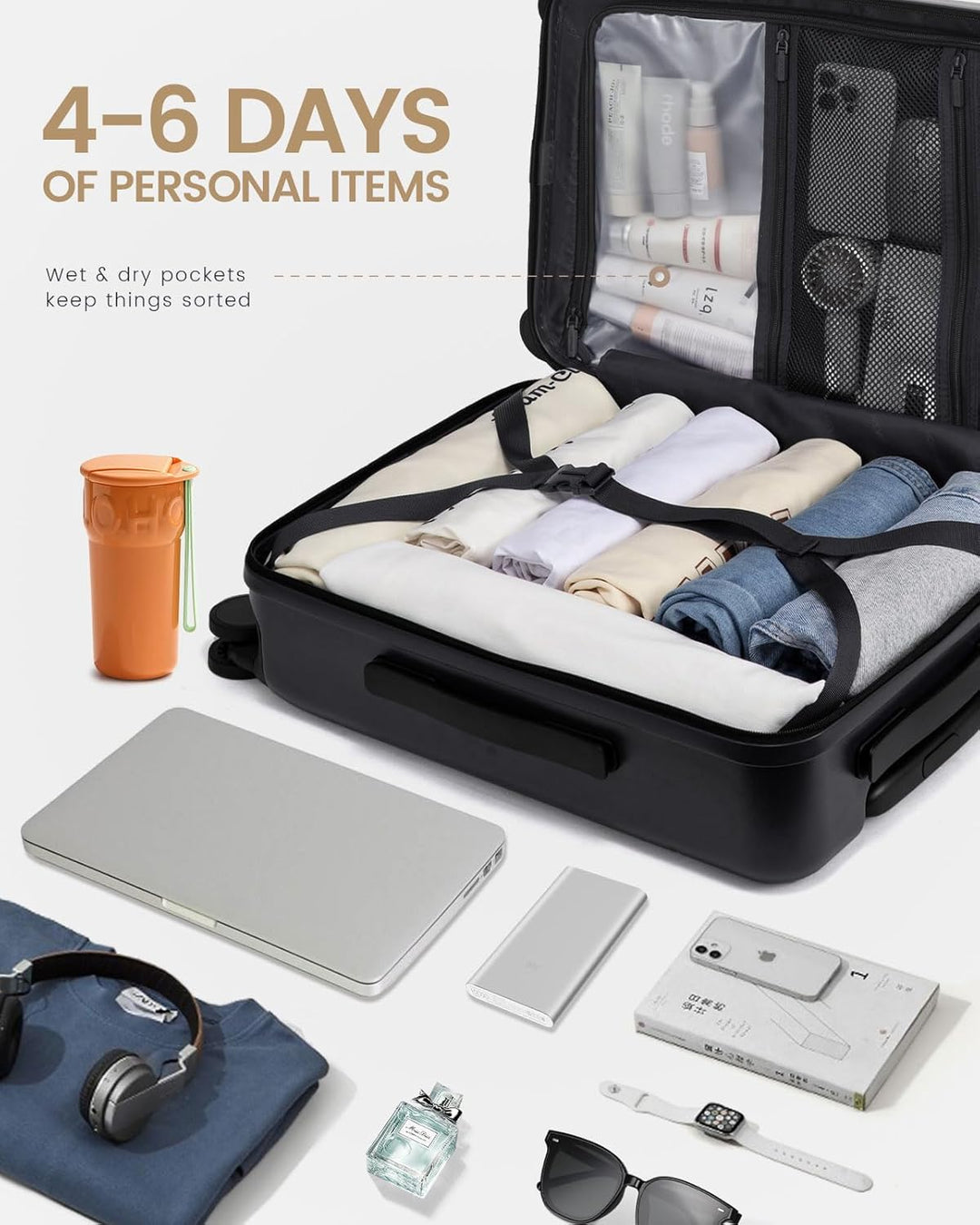 LOVEVOOK Handgepäck Koffer mit TSA, 100% PC Rollkoffer Reisekoffer Hartschalen, Klein Cabin Suitcase
