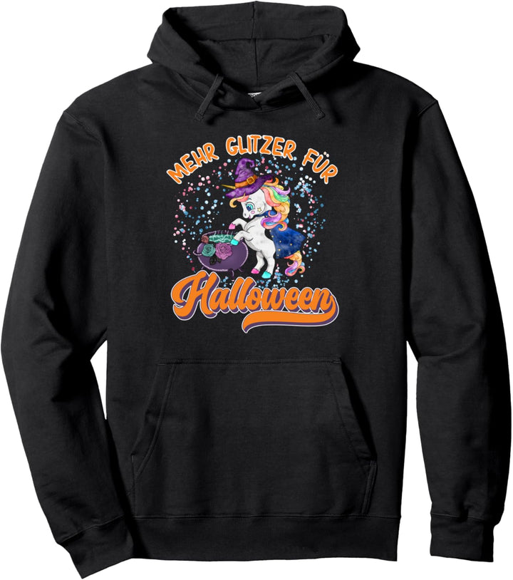 Mehr Glitzer für Halloween, Einhorn Hexe Pullover Hoodie