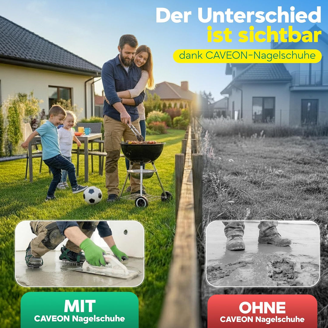 Caveon® Premium Nagelschuhe – Rasenbelüfter & Estrichschuhe mit Klettverschluss für sichtbar dichter