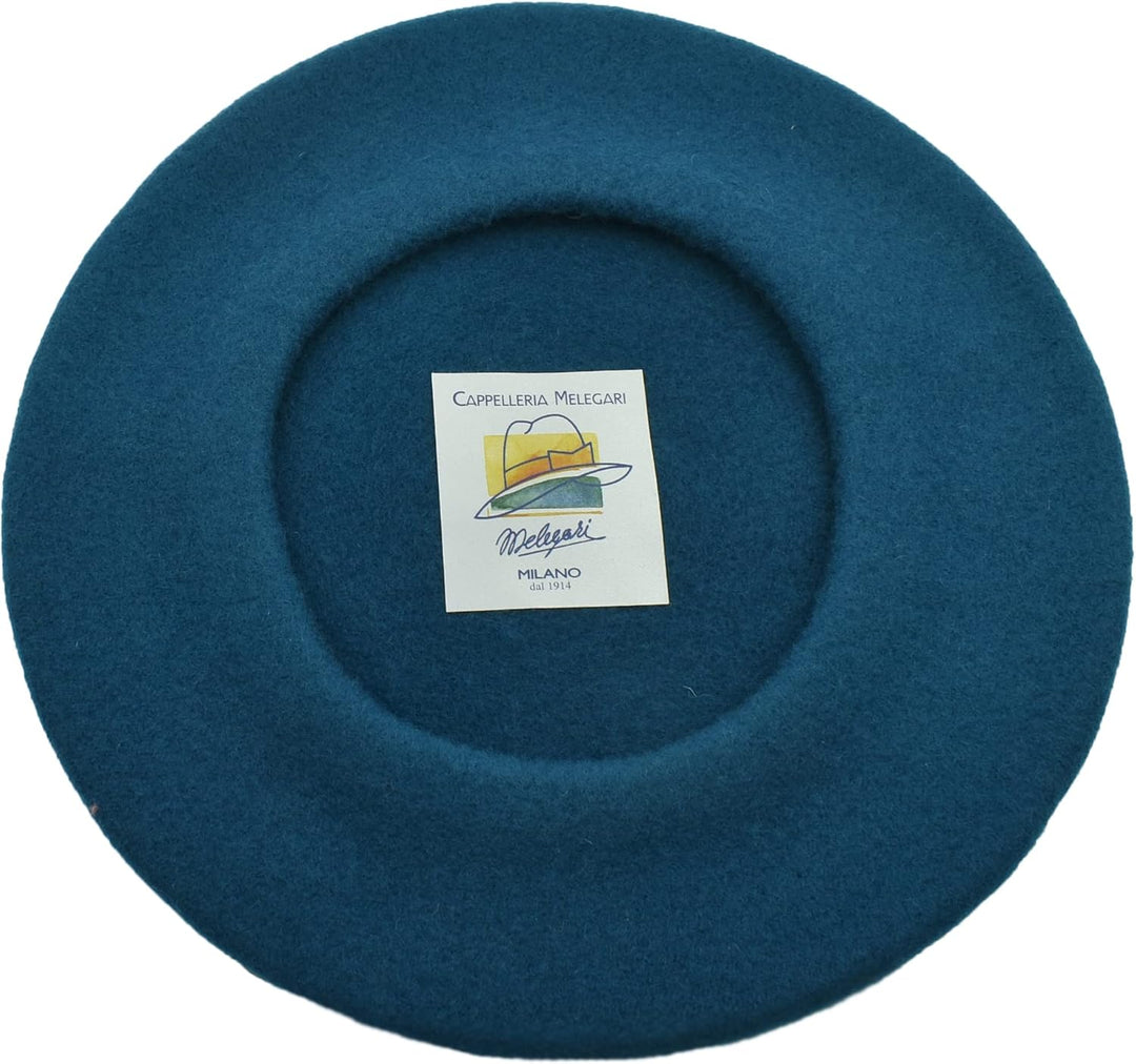 MELEGARI Baskenmütze für Damen | 100% Wolle | Roma Beret | Made in Italy Einheitsgrösse Blau 41, Ein