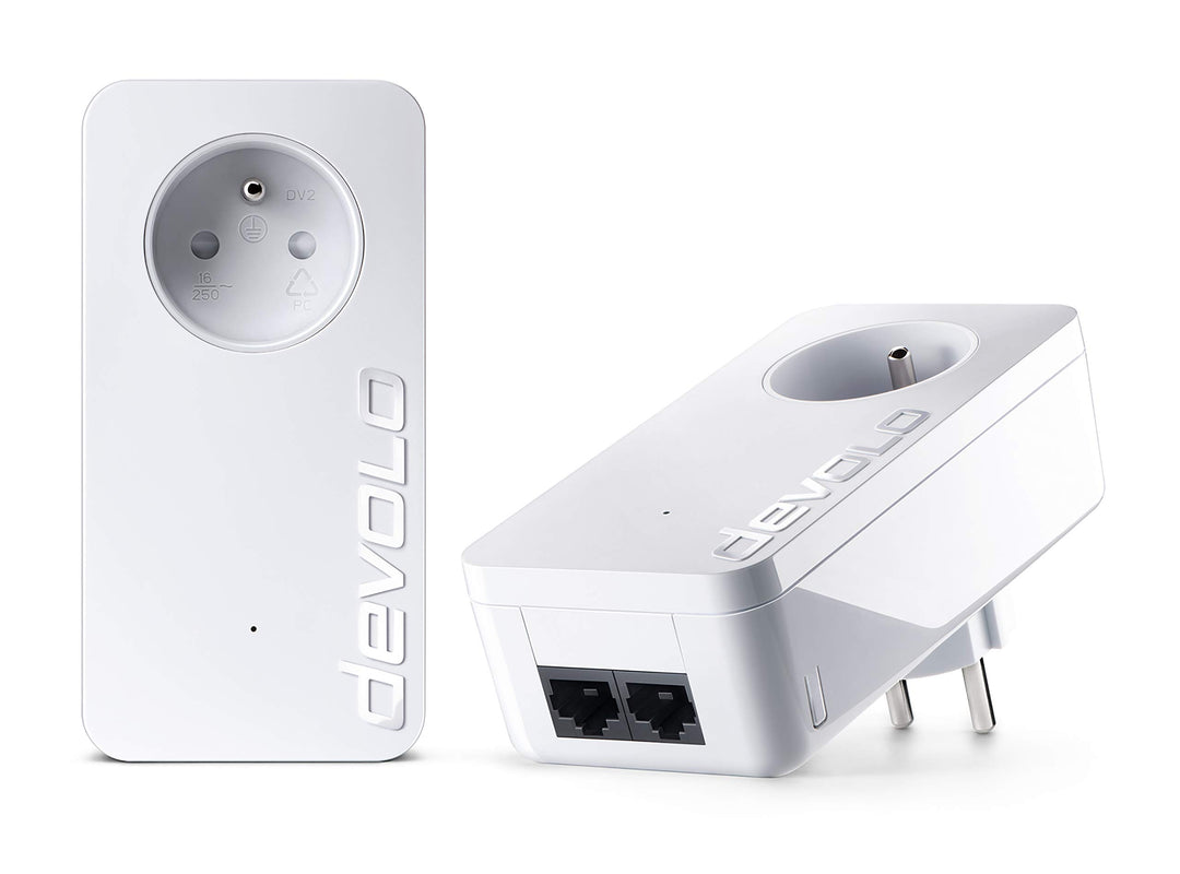 Devolo, Netzwerkanschluss weiss 550 Mb/s 2 ports + prise intégrée 550 Mb/s 2 ports + prise intégrée