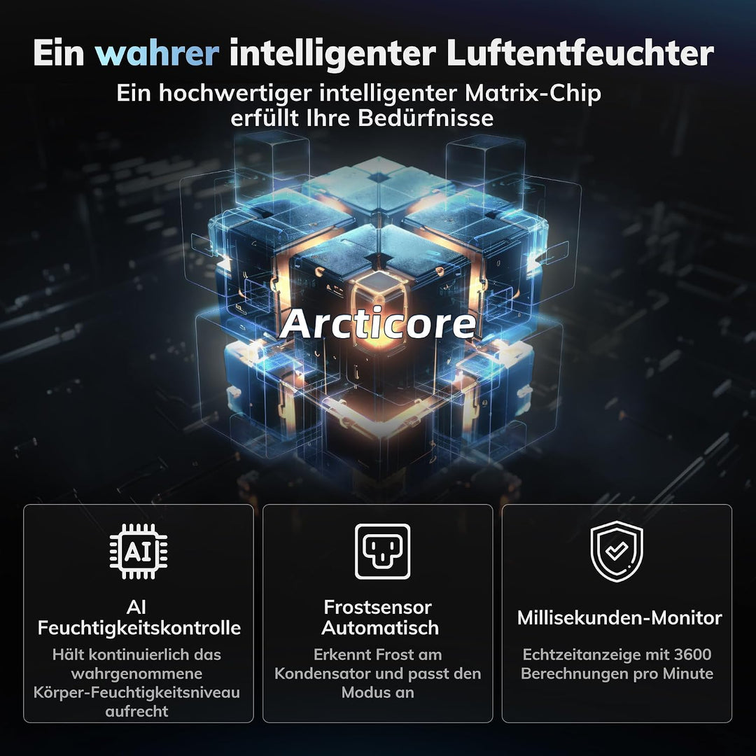 AEOCKY Max 25L/d, luftentfeuchter elektrisch, Raumgrösse ca.200m³(50m²), Smart Luftentfeuchter mit A