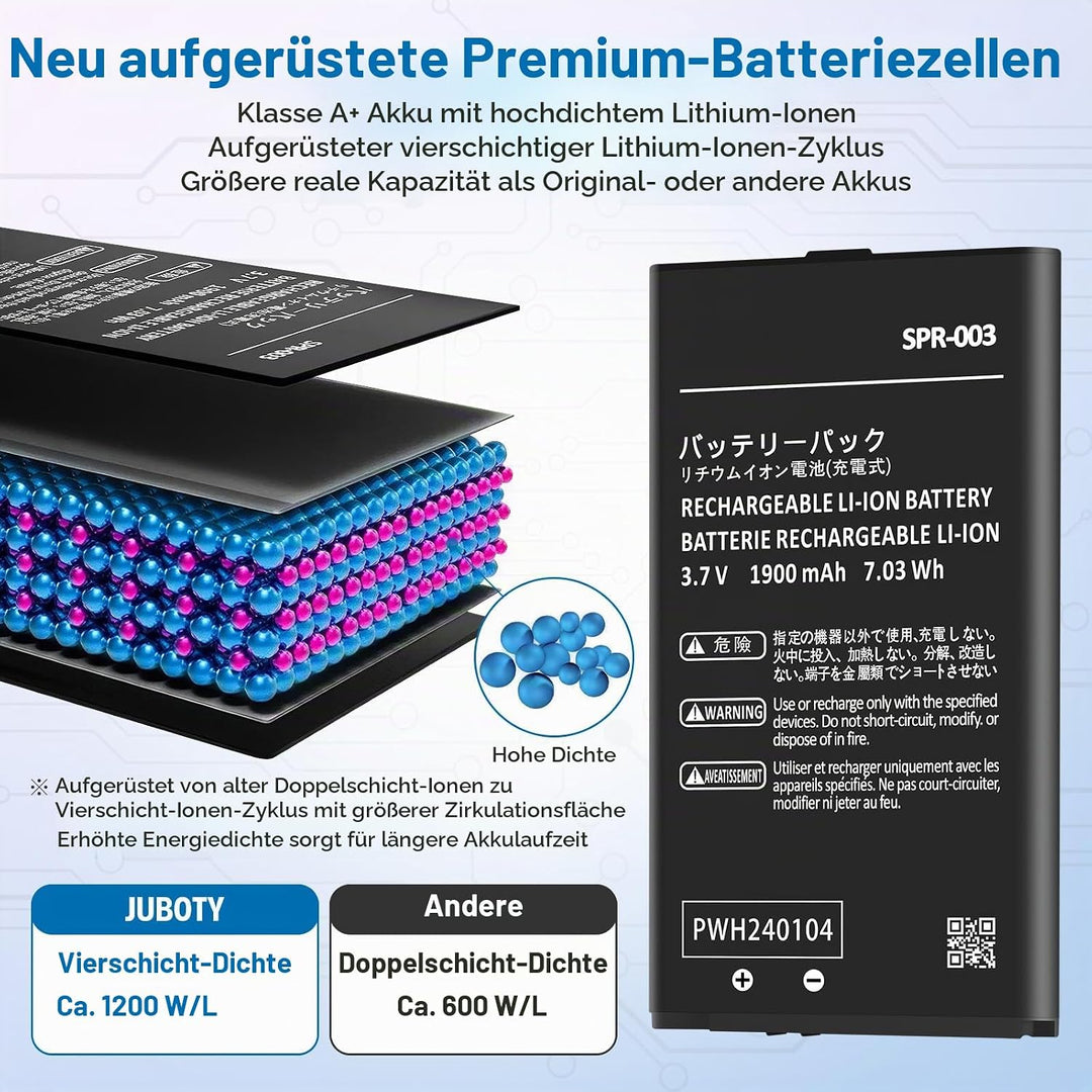 1900mAh SPR-003 Akku für Nintendo 3DS XL/New 3DS XL/ 3DS LL/New 3DS LL Spielkonsole, Neues Upgrade L