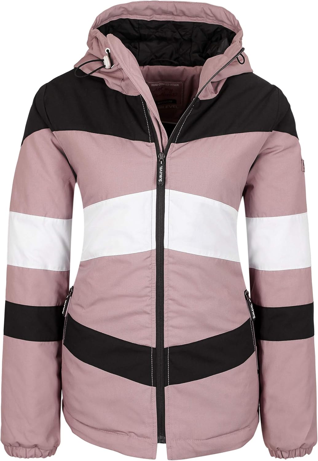 Sublevel wattierte Damen Winter-Jacke Color-Block im Style Light-Rose S