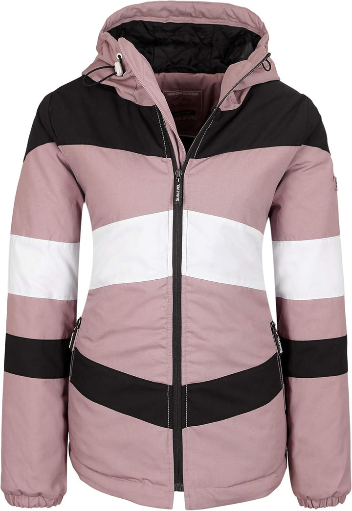 Sublevel wattierte Damen Winter-Jacke Color-Block im Style Light-Rose S