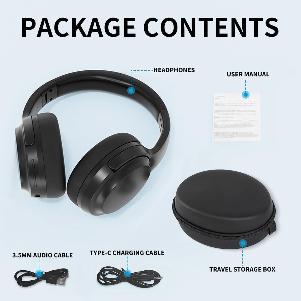 Kabelloser Bluetooth Over-Ear-Kopfhörer, On-Ear-Kopfhörer Mit Mikrofon, Bis Zu 40 Stunden Akkulaufze