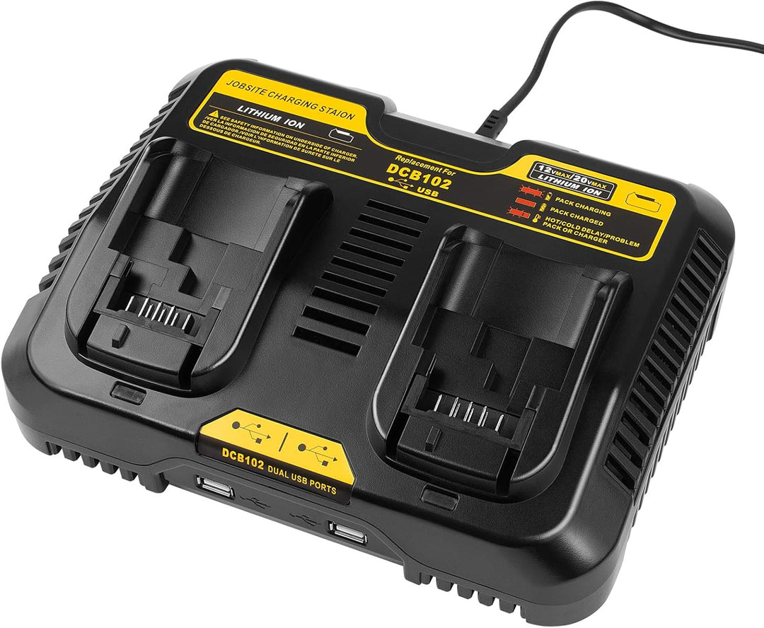ASUNCELL Dual Port Akku Ladegerät Kompatibel mit Dewalt DCB115 18V XR, 3.0A 12V-20V MAX Li-Ion Schne