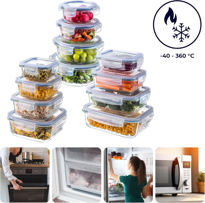 KADAX Glasbehälter 370 ml mit Deckel, 4er Set, rechteckige Frischhaltedosen aus Glas, Lebensmittelbe