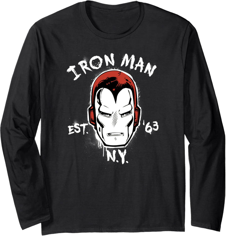 Marvel Iron Man Est '63 In New York Helmet Portrait Langarmshirt