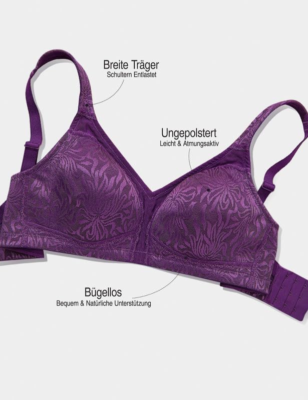 Wingslove Damen Minimizer BH ohne Bügel Grosse Brüste Bügelloser Entlastungs Breite Träger Vollfigur